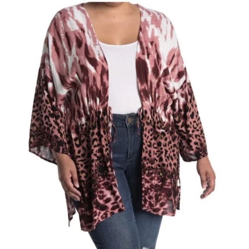 Lovestitch Women's Animal Print Caftan Cover-Up in Sienna/Black Size 1X/2X